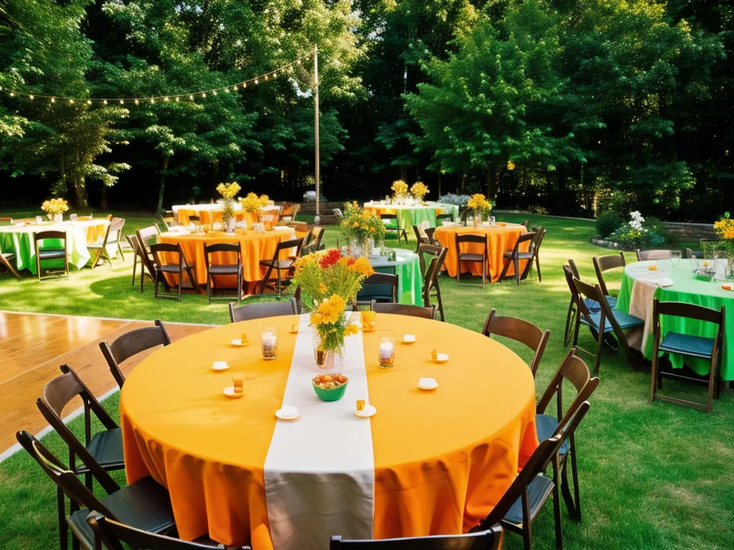 Mantel redondo con camino de mesa